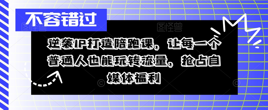 逆袭IP打造陪跑课，从0到1打造IP，精准定位+高效起号，抢占自媒体福利-83网创